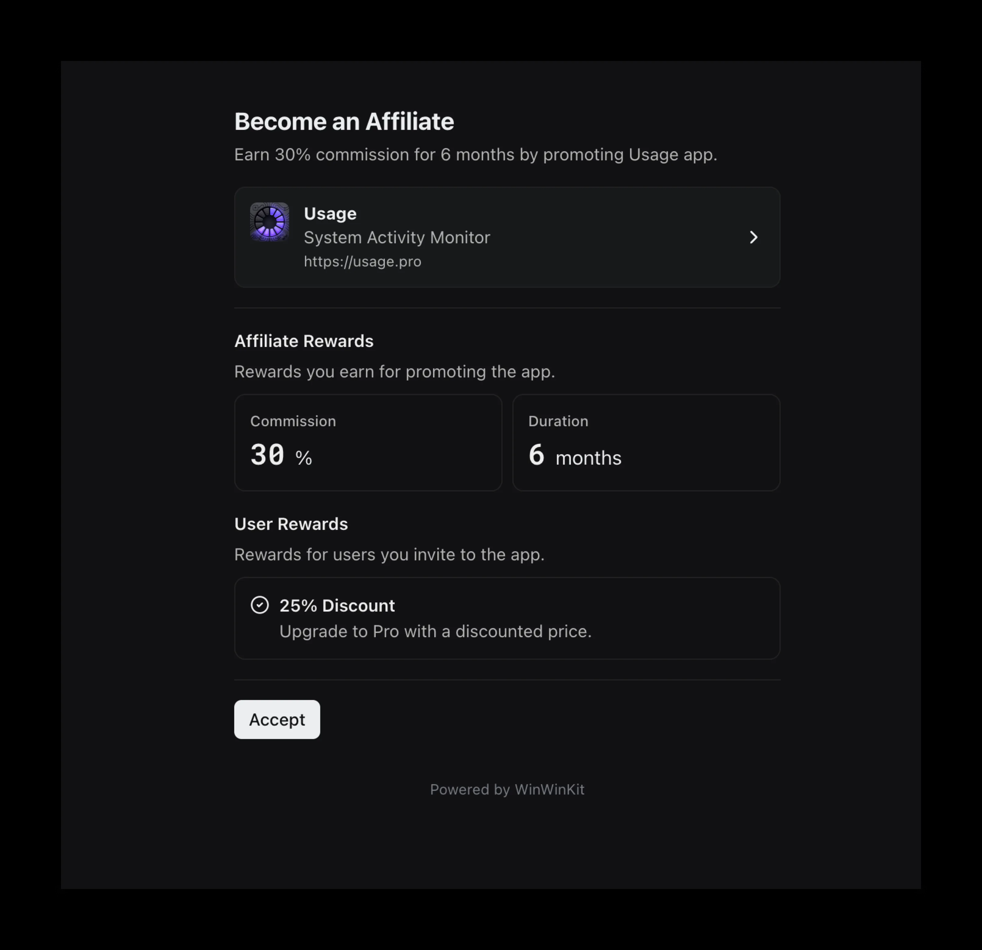 Affiliate Form Usage