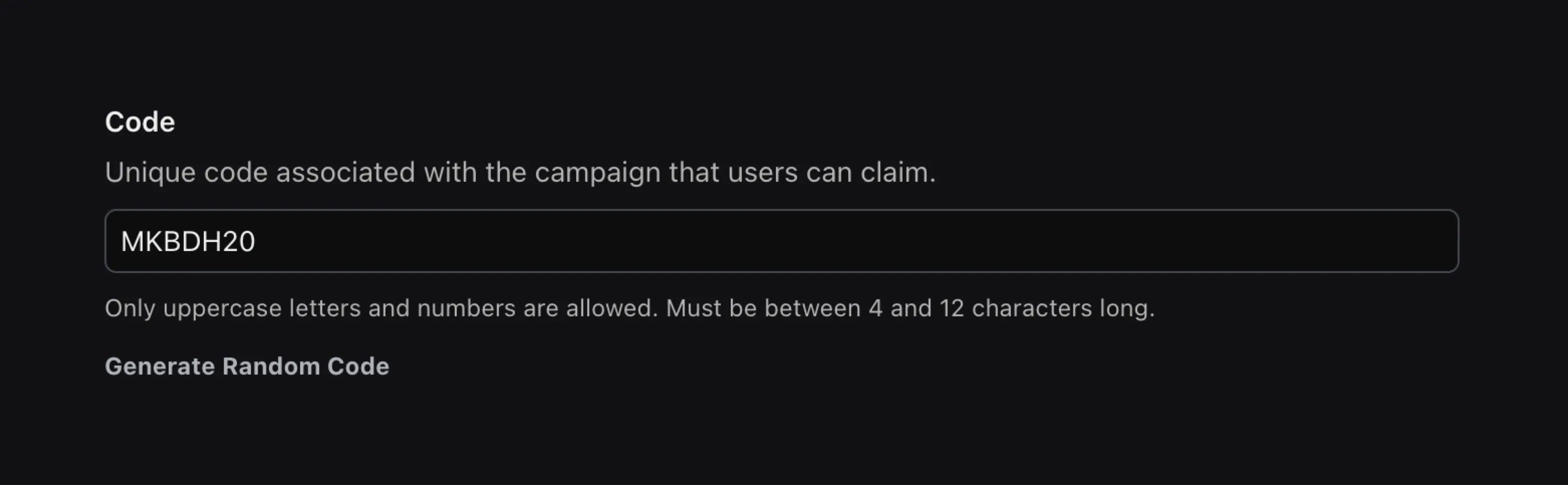 Affiliates Create Code