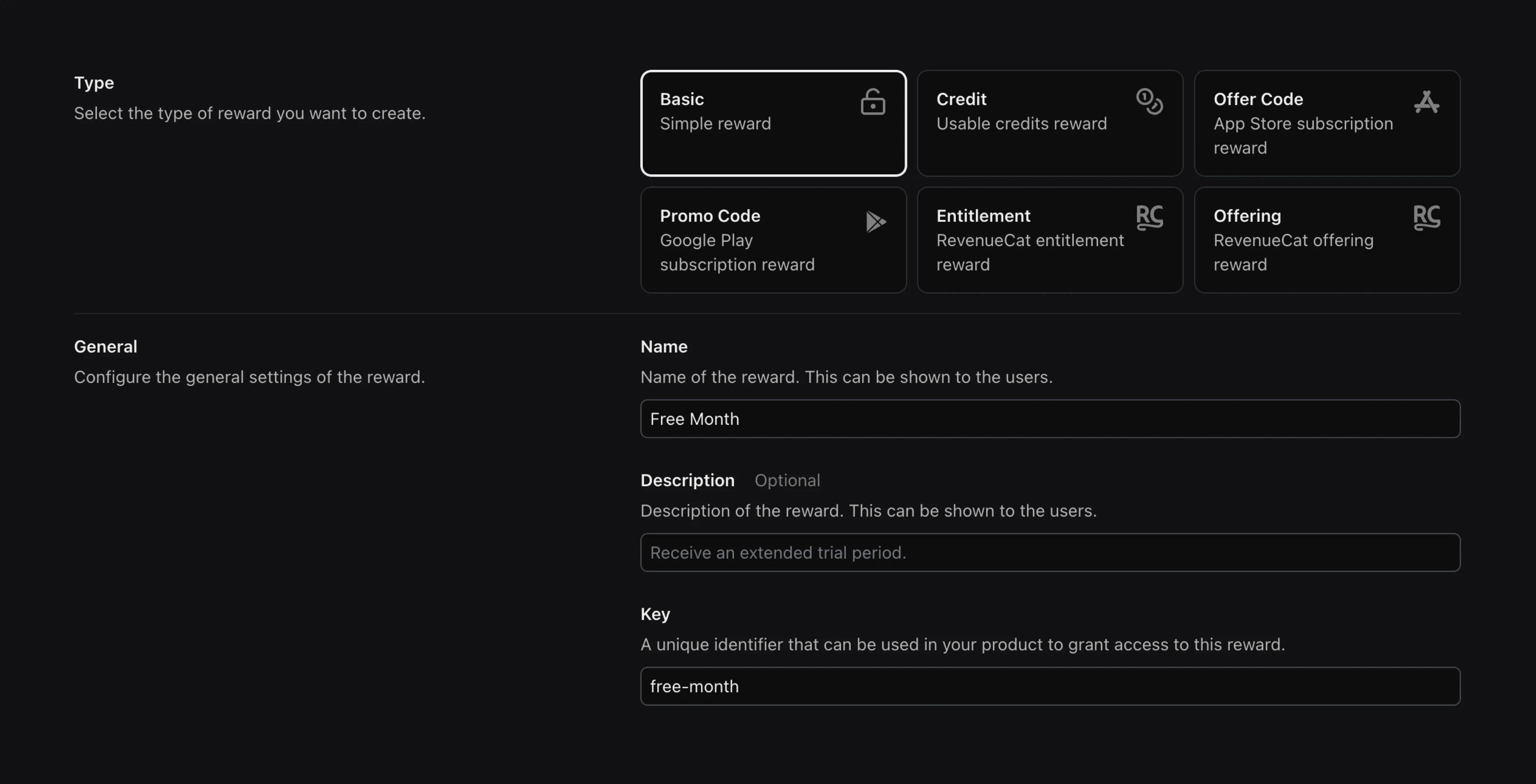 Creating Basic reward in WinWinKit
