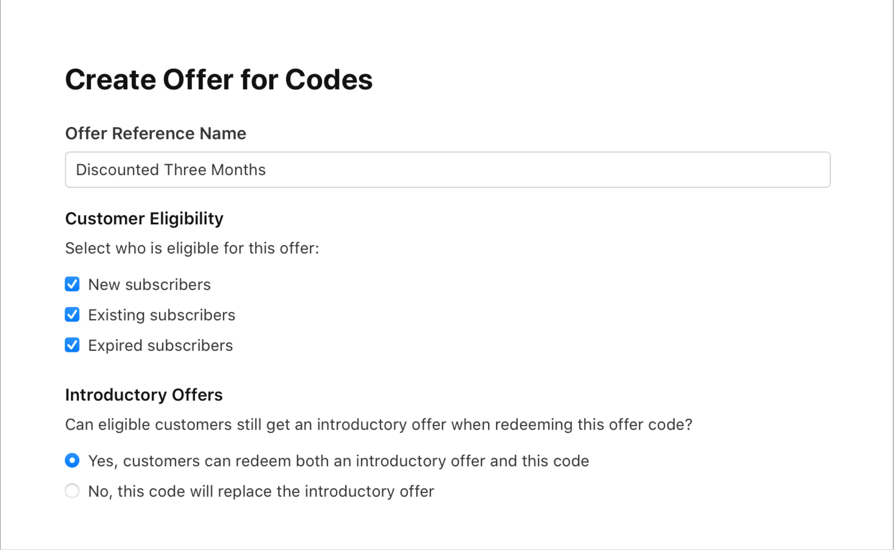 Create Offer Code
