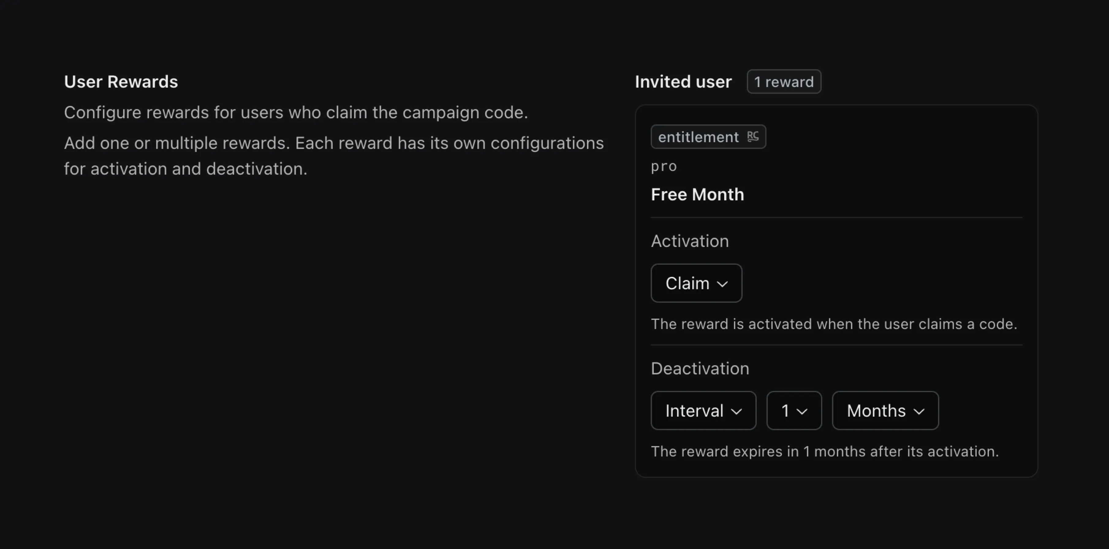 Configuring RevenueCat Entitlement reward for an affiliate campaign in WinWinKit